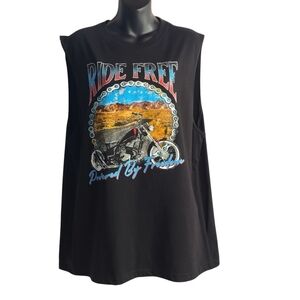 Celebrate Patriotic Motorcycle Shirt  Men's Black Sleeveless Crewneck Size L